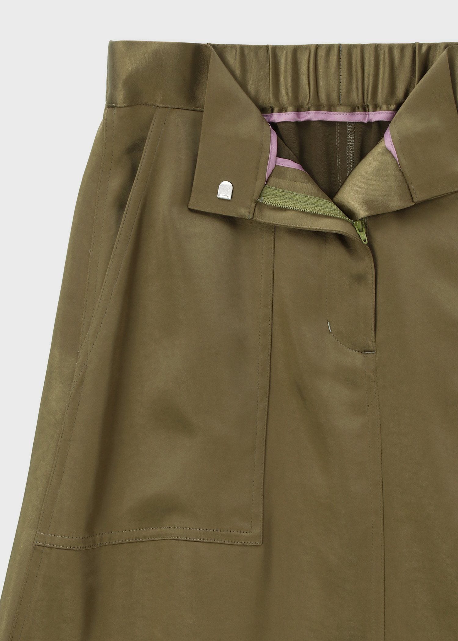 ウィメンズ サテン ミリタリー スカート（カーキ） ｜ポール・スミス