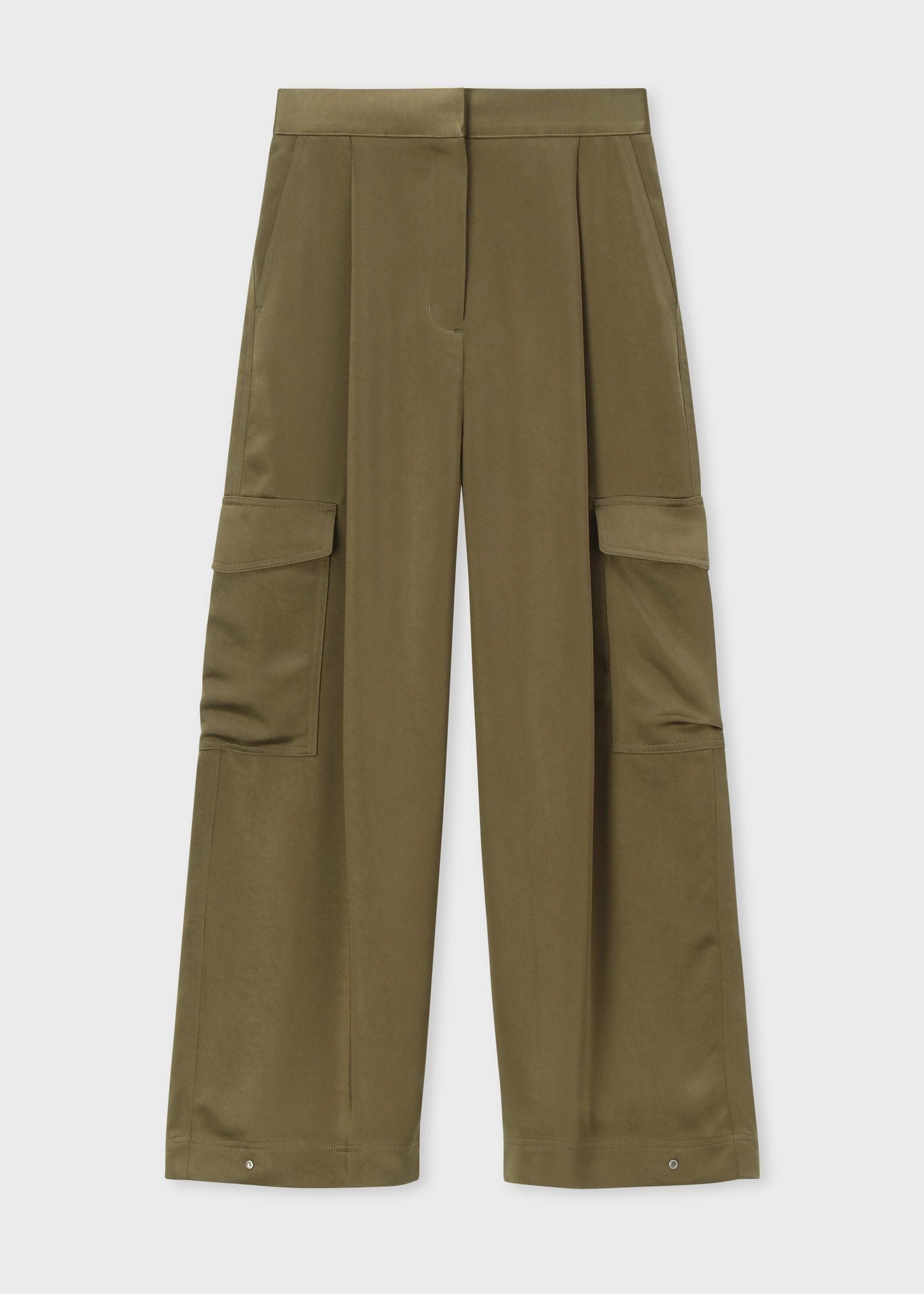 ウィメンズ サテン ミリタリー カーゴパンツ（カーキ） ｜ポール・スミス