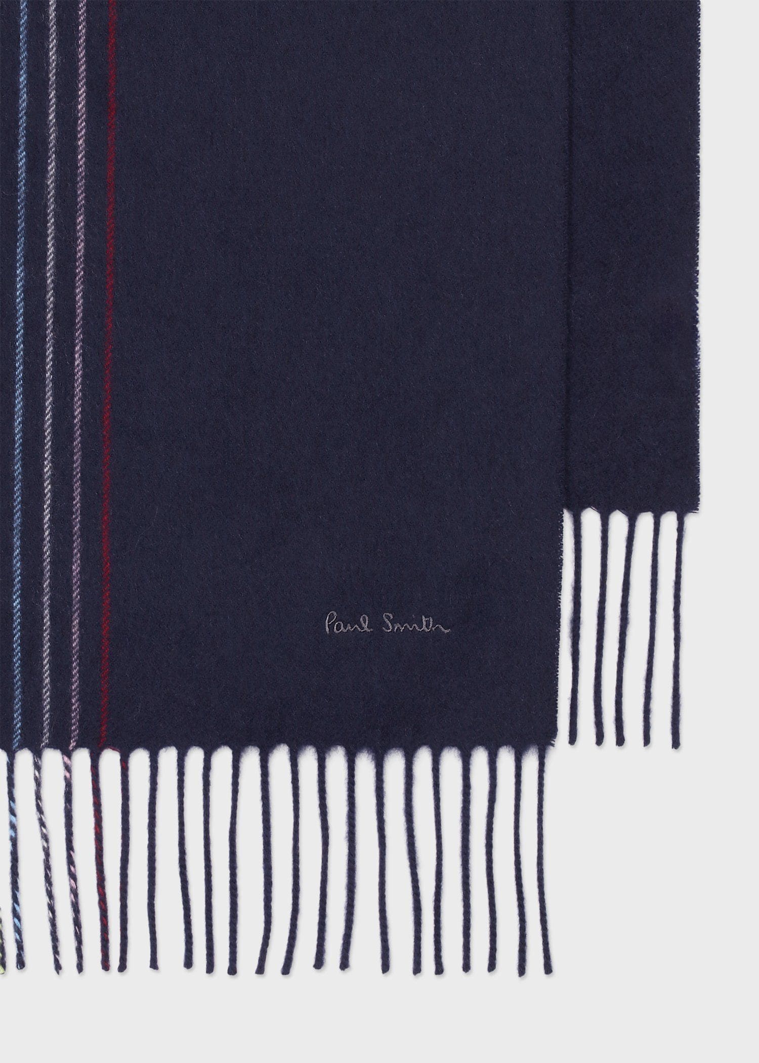 ハーフストライプ カシミヤブレンドマフラー（ネイビー） ｜ポール・スミス