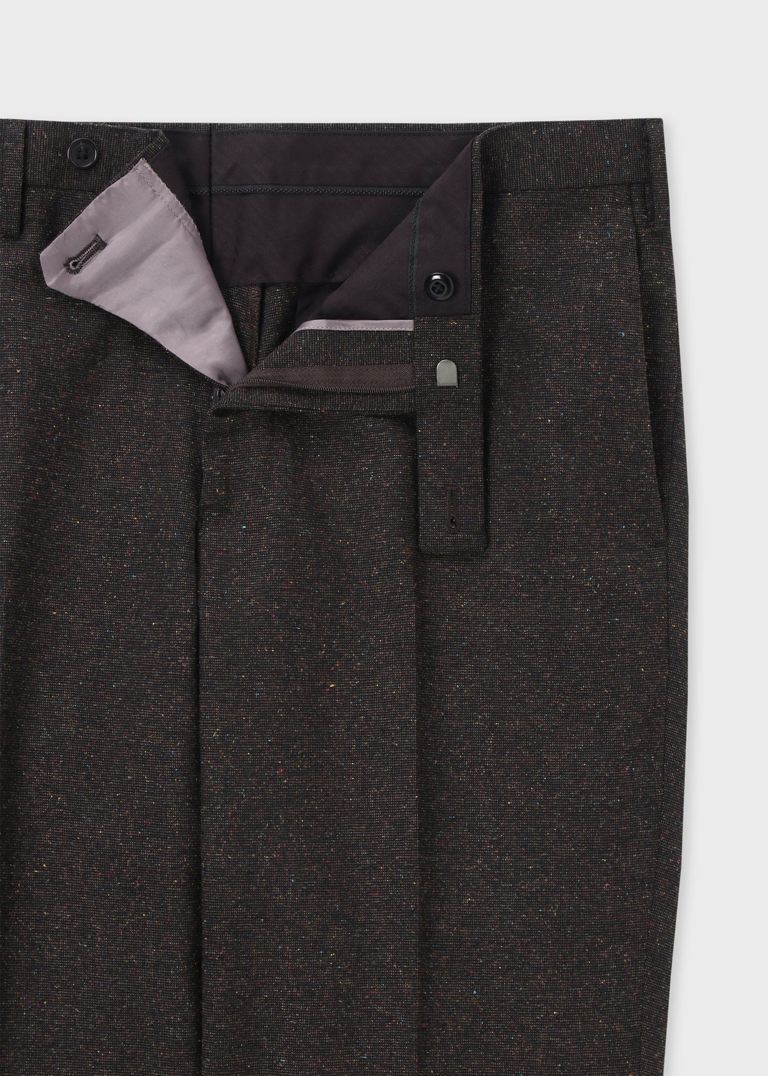 ウールシルク カラーネップツィード テーパード トラウザーズ（ダーク