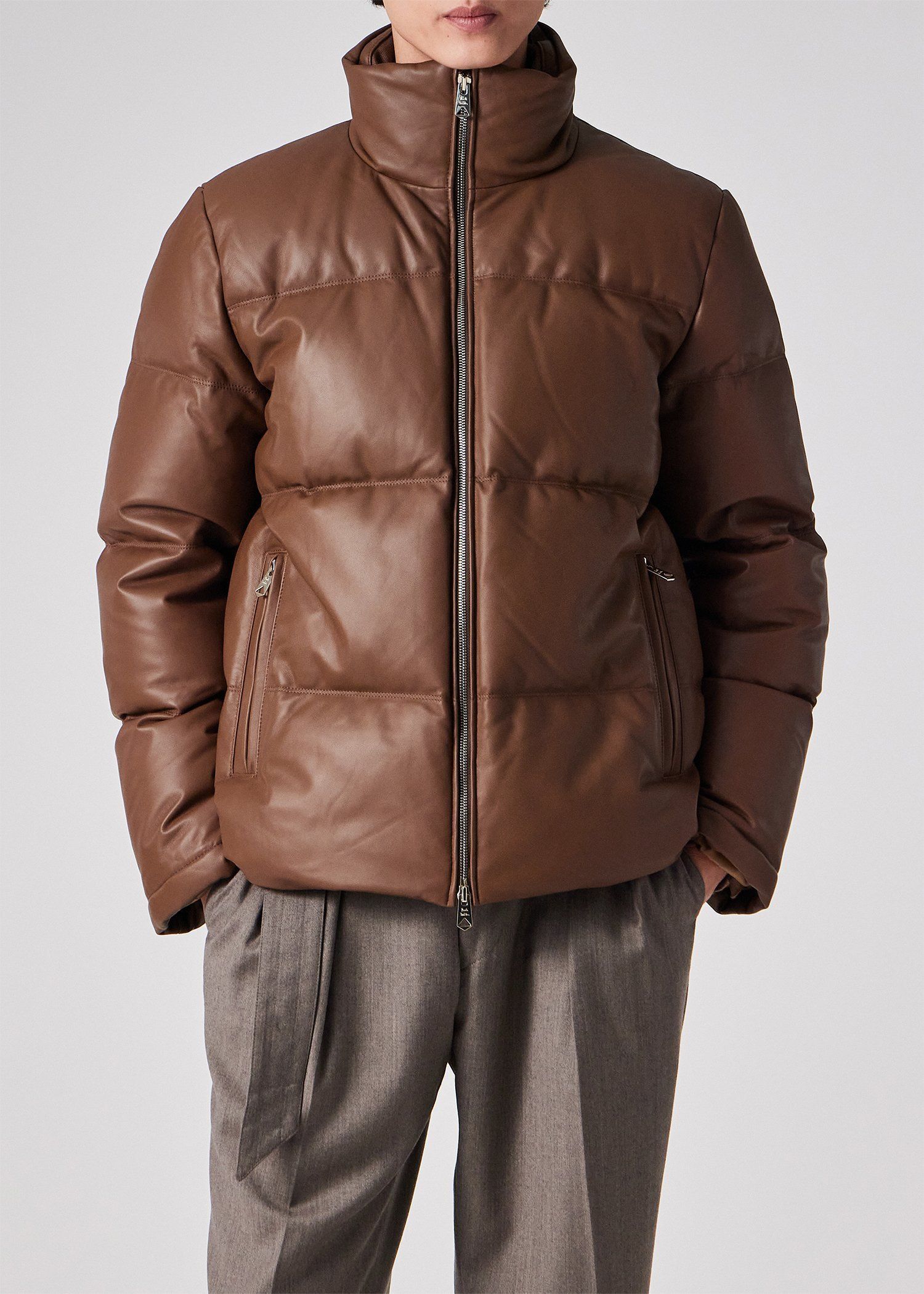 シープスキン レザーダウンジャケット（ブラウン） ｜ポール・スミス
