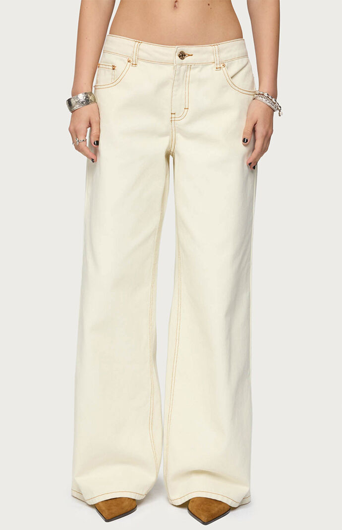 Edikted Contrast Stitch Low Rise Wide Leg Jeans | Pacsun