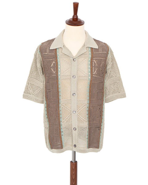 Kapital 7G Crochet Knit Tennessee Aloha Polo, Beige – Pancho And