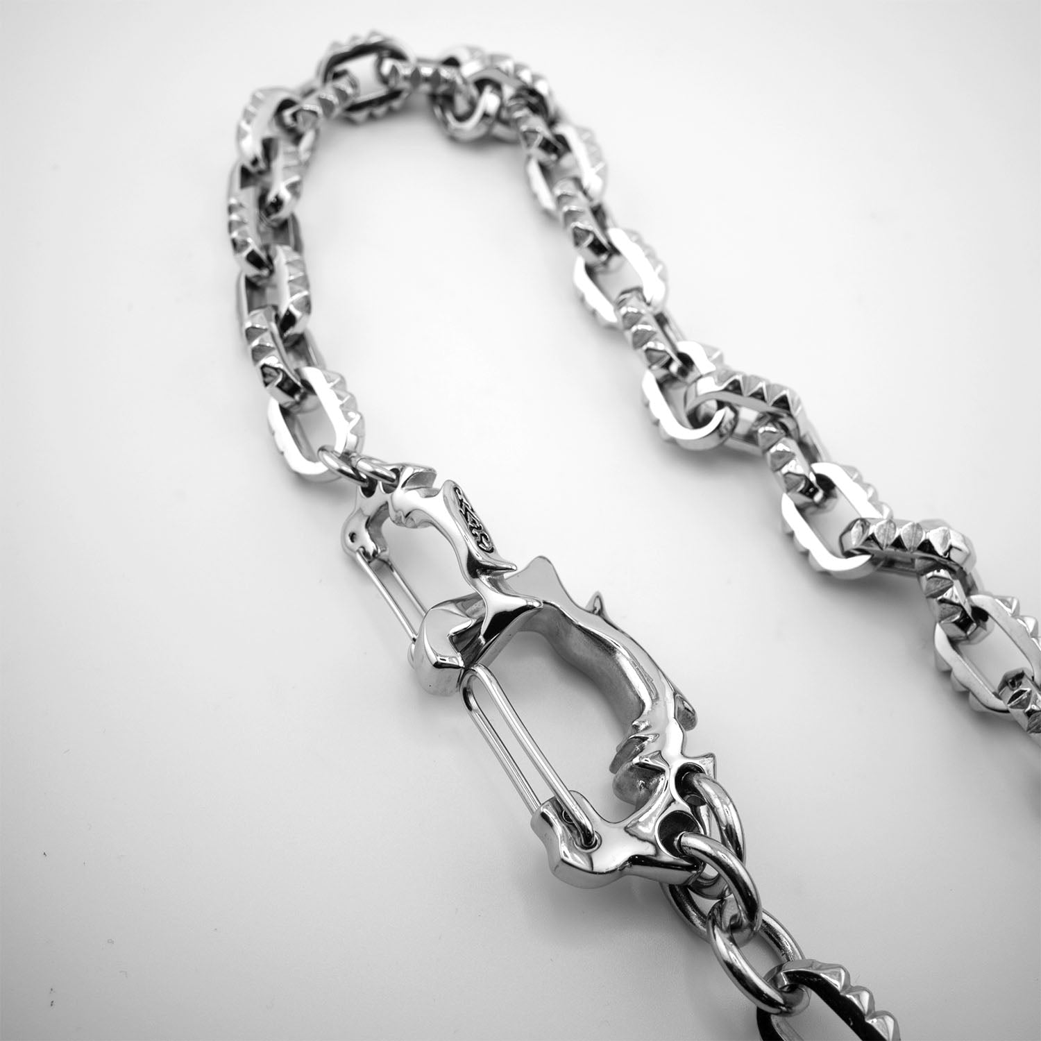 Crusher Link Necklace | Spiked Rolo Links w/ Custom Carabiner Clasp