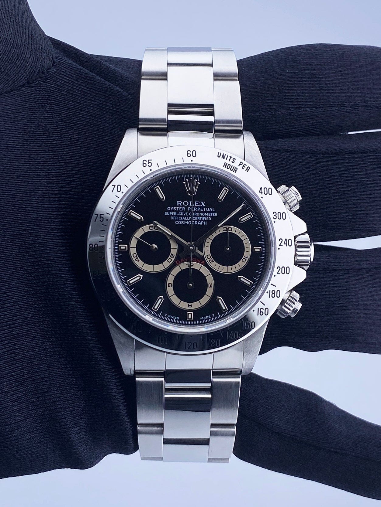 Rolex Daytona ZENITH 16520 Black Dial Mens Watch Box Papers – Phigora