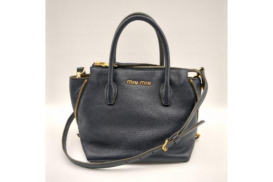 ミュウミュウ ショルダーバッグ マドラス 5BA003 レザー ネイビー MIU