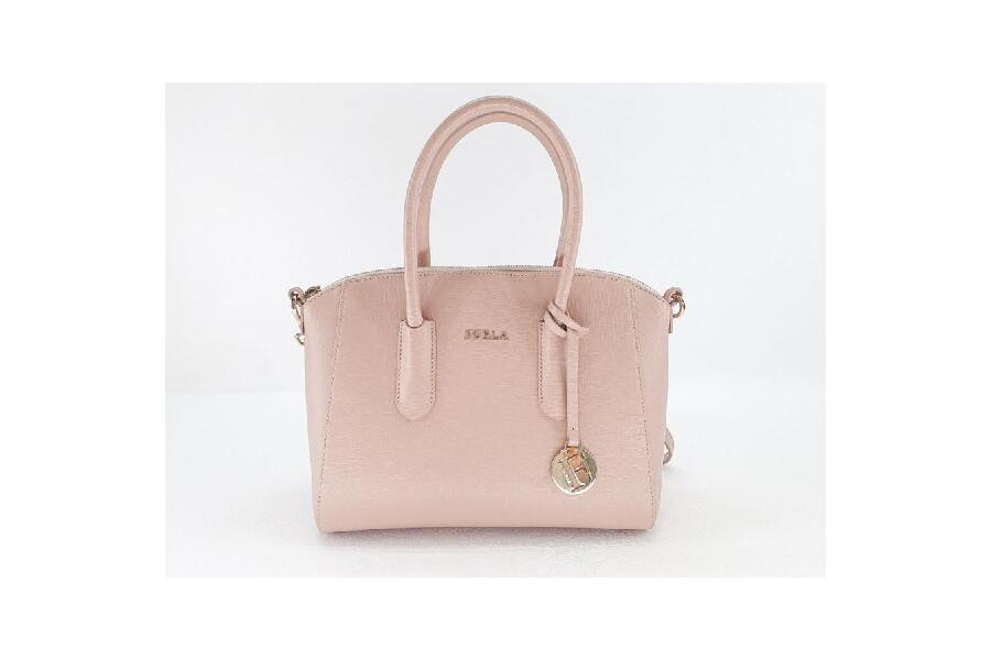 中古 フルラ ハンド ショルダー 2WAY バッグ FURLA ピンクベージュ