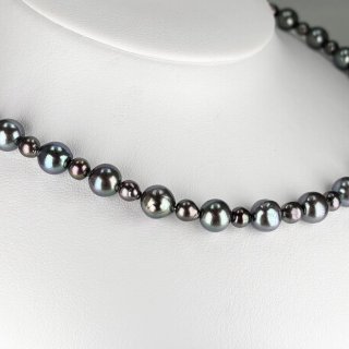 アコヤ黒真珠 パールネックレス 5-5.5m ブラック セミラウンド