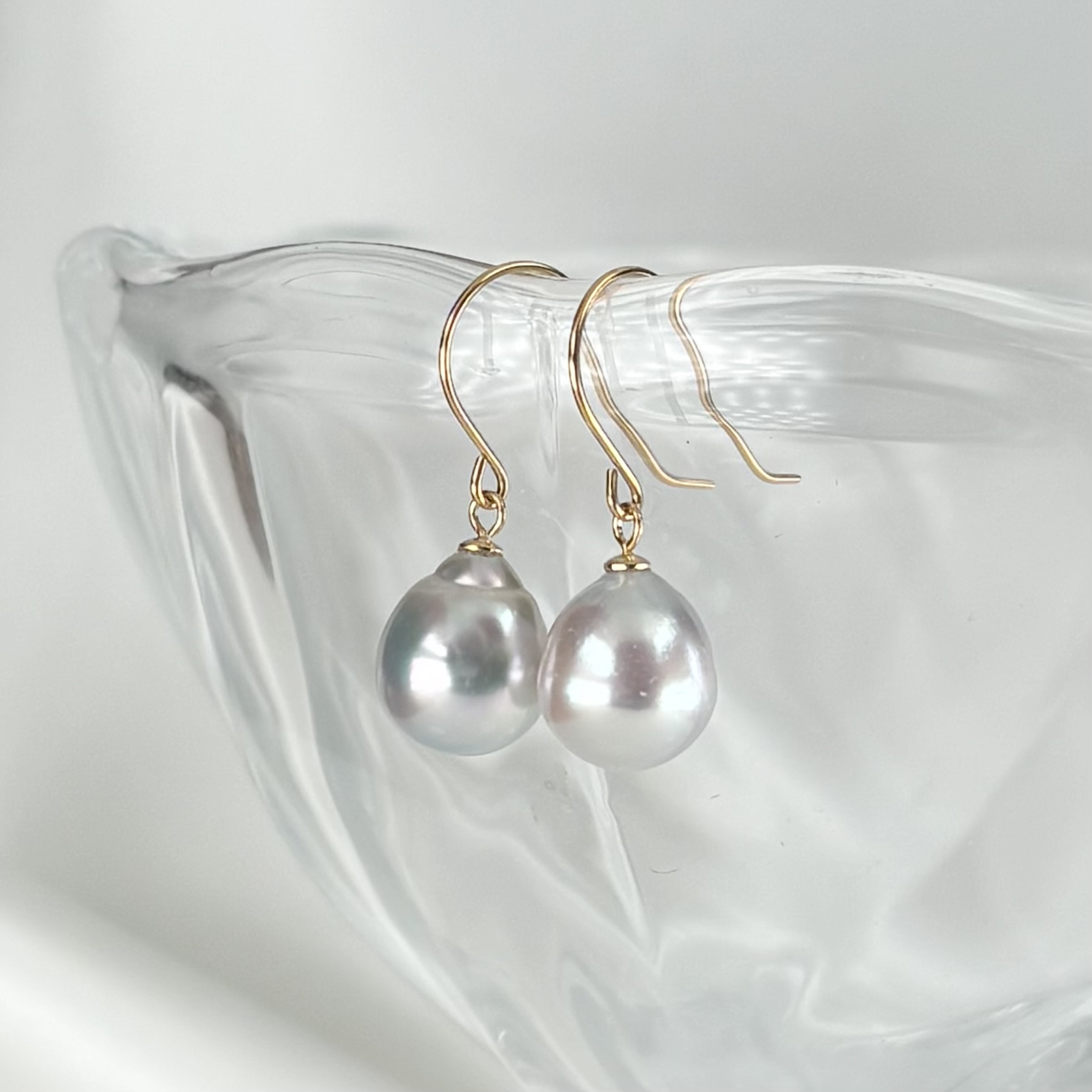 アコヤ真珠 フックパールピアス ドロップ 雫型7.5-8mm