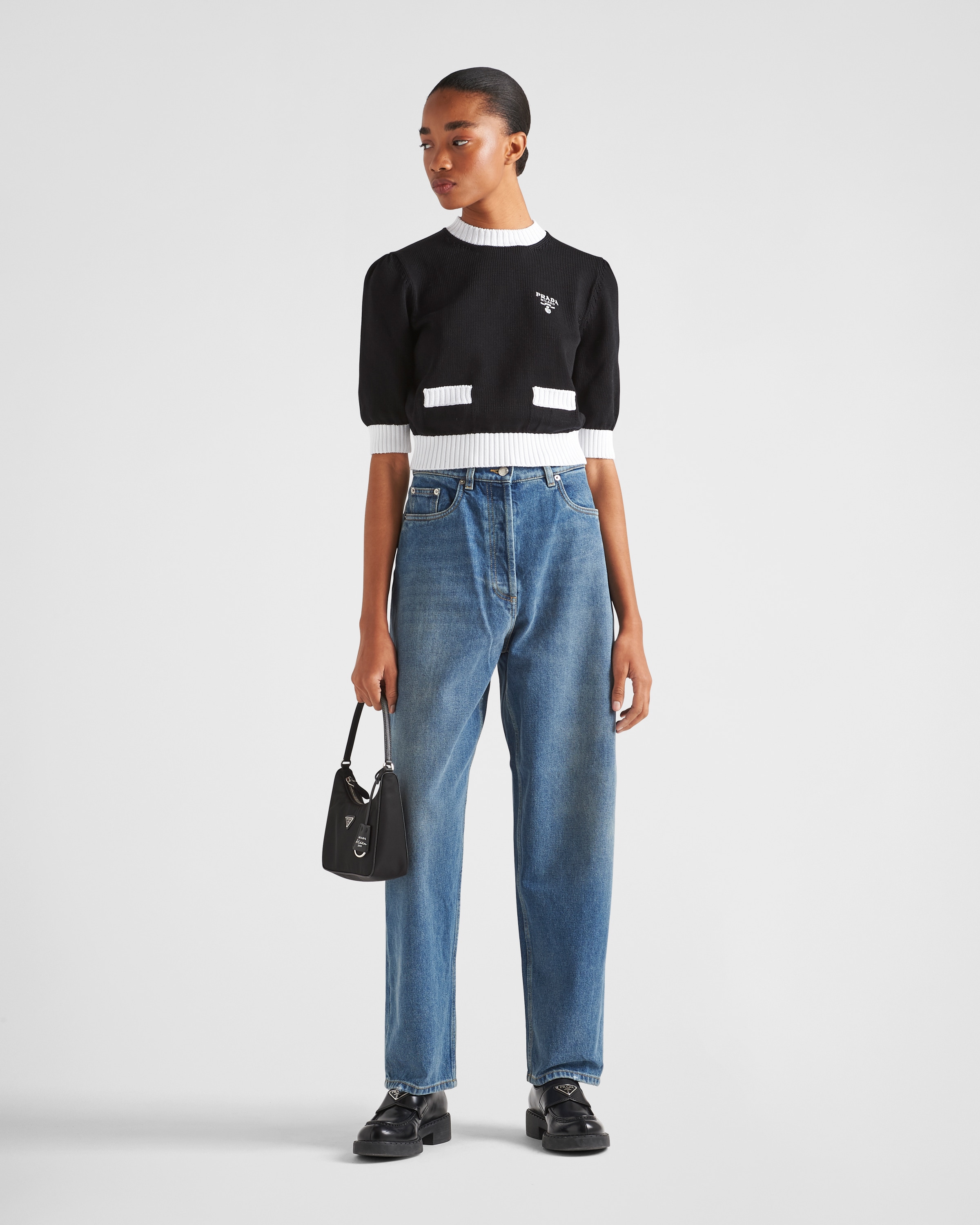 Mid Blue High-waisted Denim Jeans | PRADA
