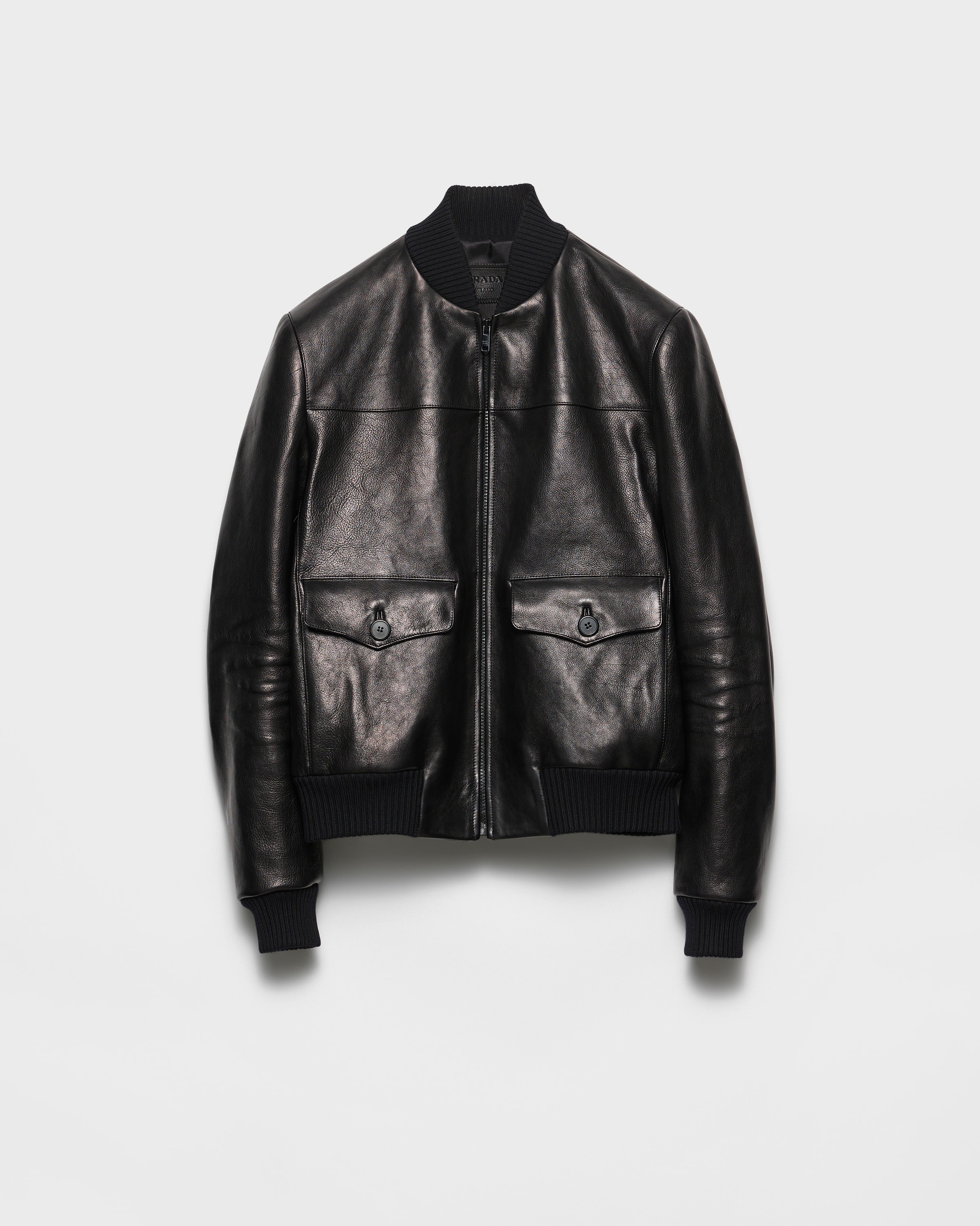 ブラック レザー ボンバージャケット | PRADA