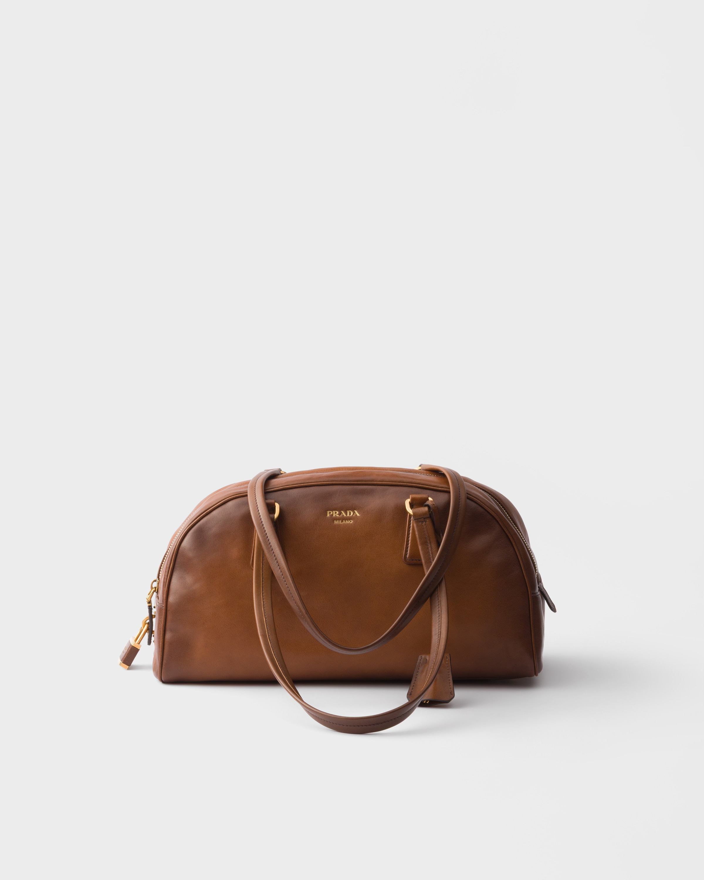 Cognac Prada Bowling Medium Top-handle Leather Bag | PRADA