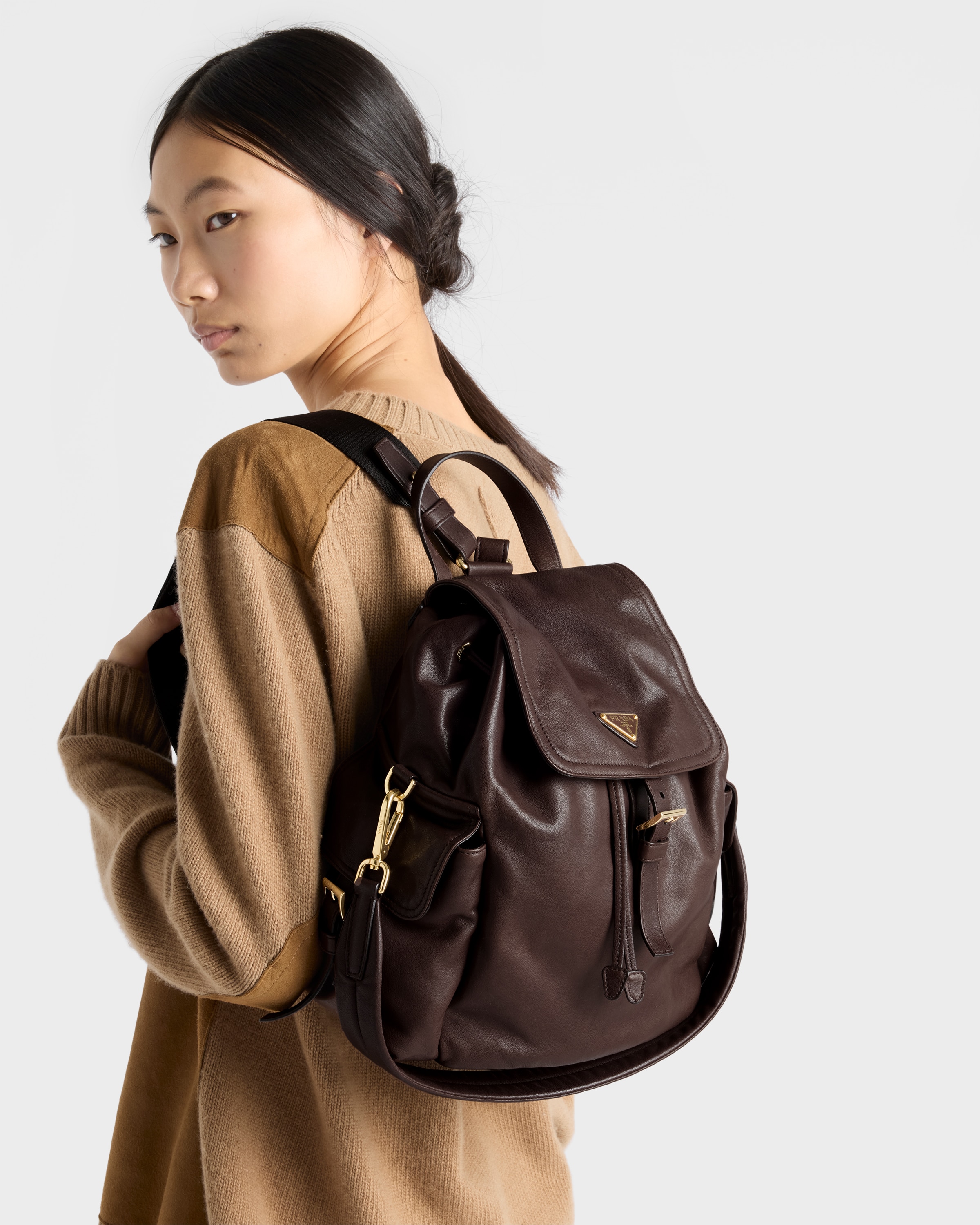 Sienna Prada Explore Medium Nappa Leather Backpack | PRADA