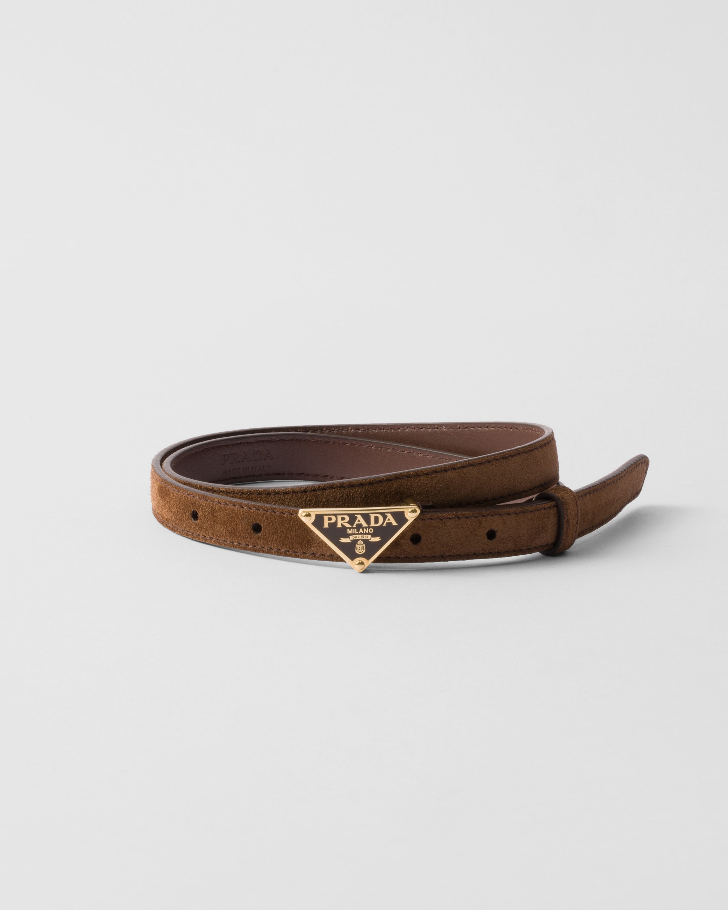 Cocoa Brown Suede Belt | PRADA