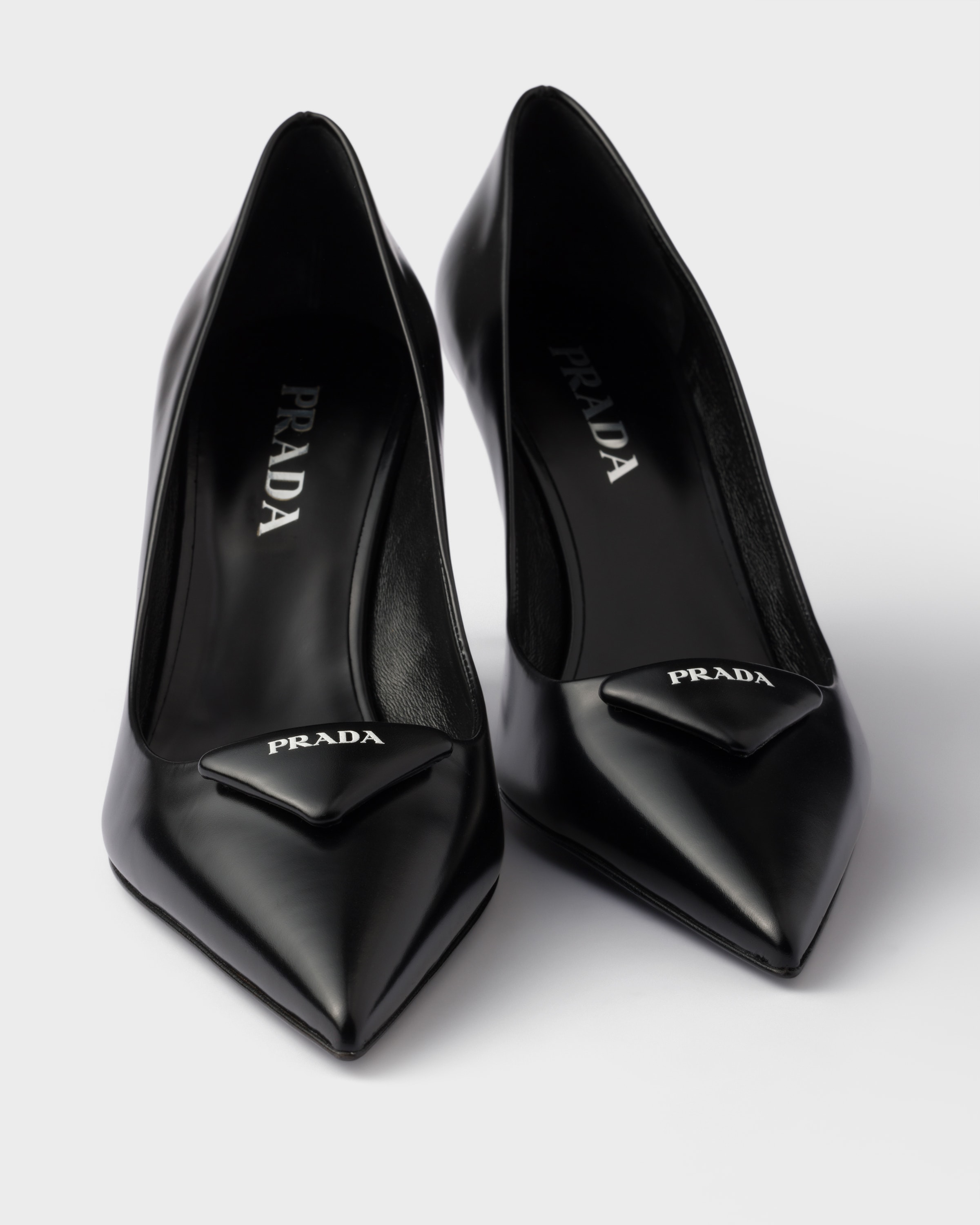 Black Brushed Leather Pumps | PRADA