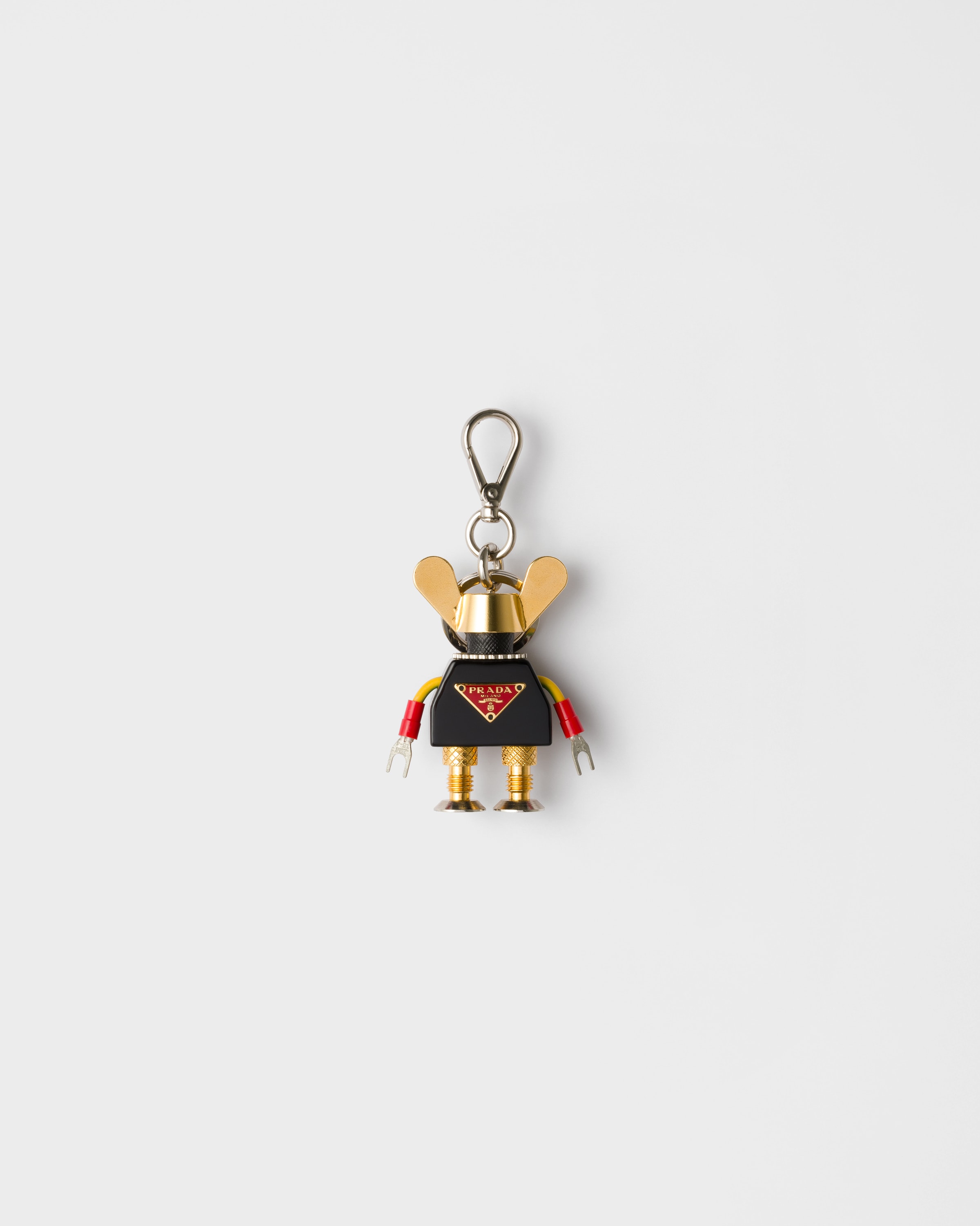 Black Robot Plexiglas And Saffiano Leather Keychain Charm | PRADA
