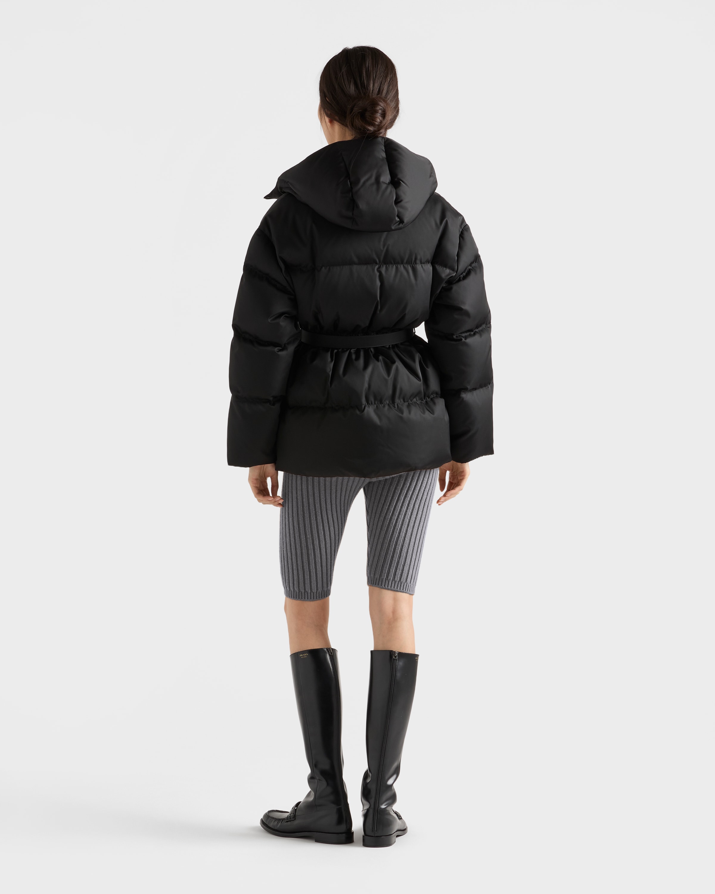Black Re-nylon Hooded Down Jacket | PRADA