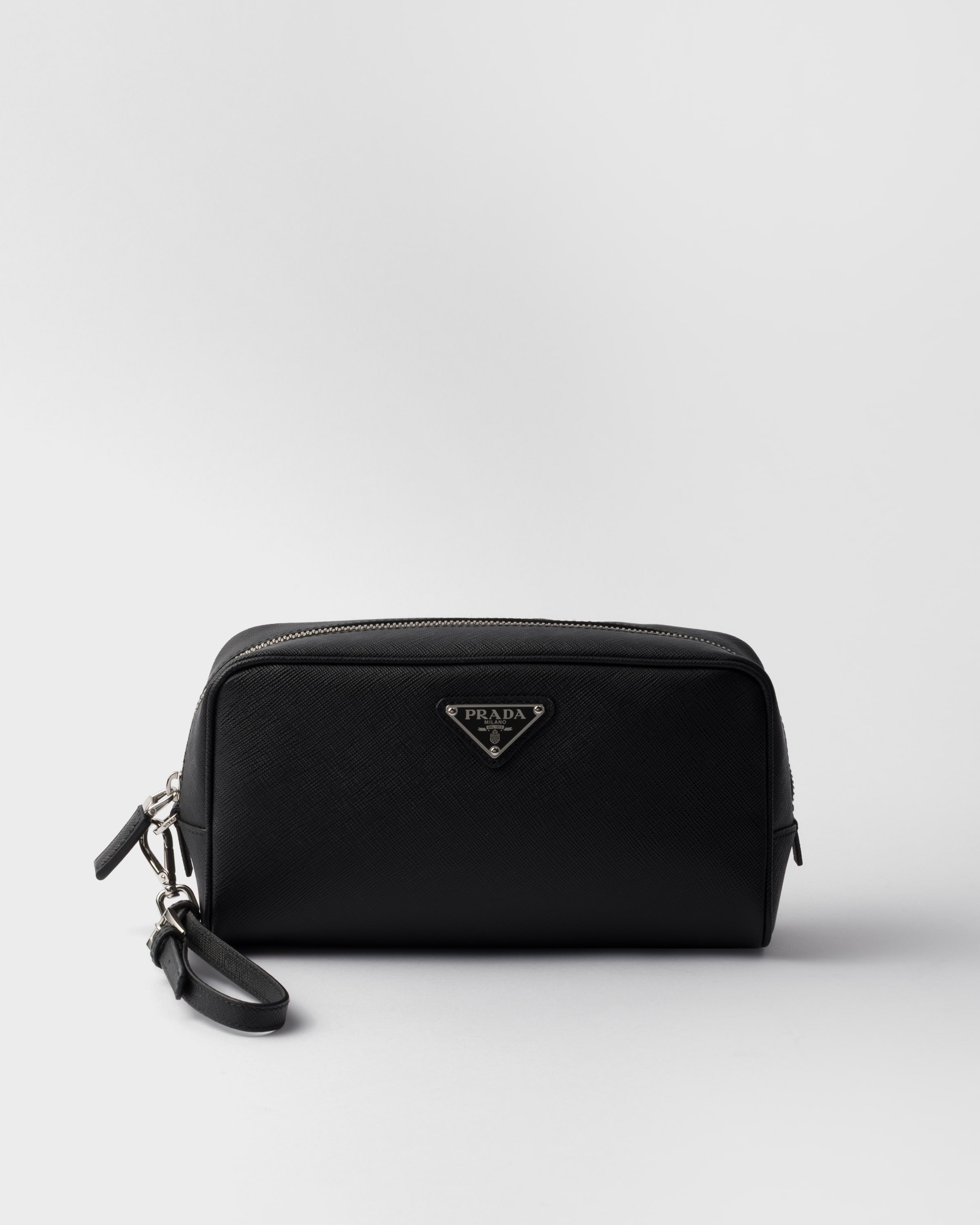 ブラック サフィアーノレザー ポーチ | PRADA