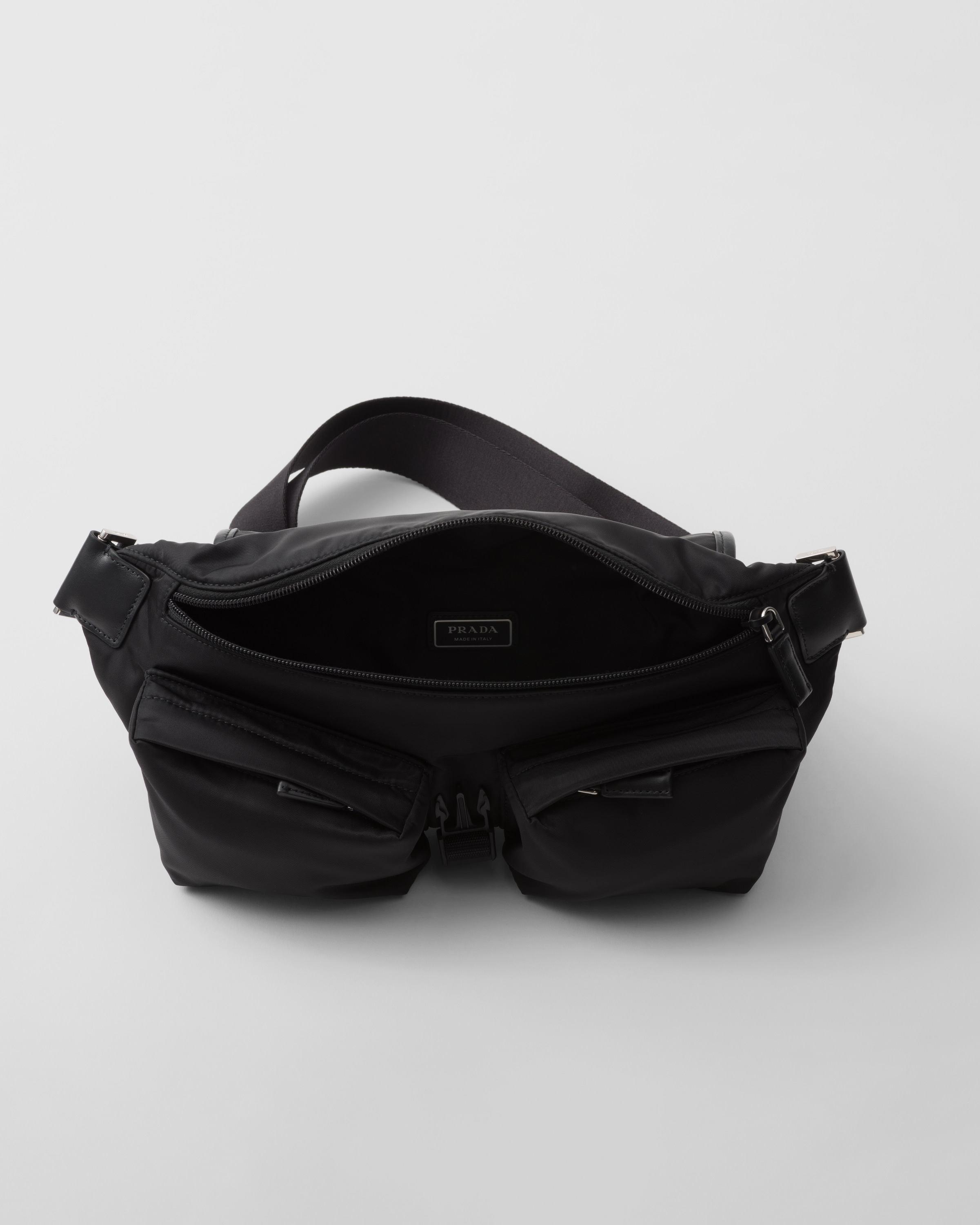 ブラック Re-nylon Xレザー ショルダーバッグ | PRADA