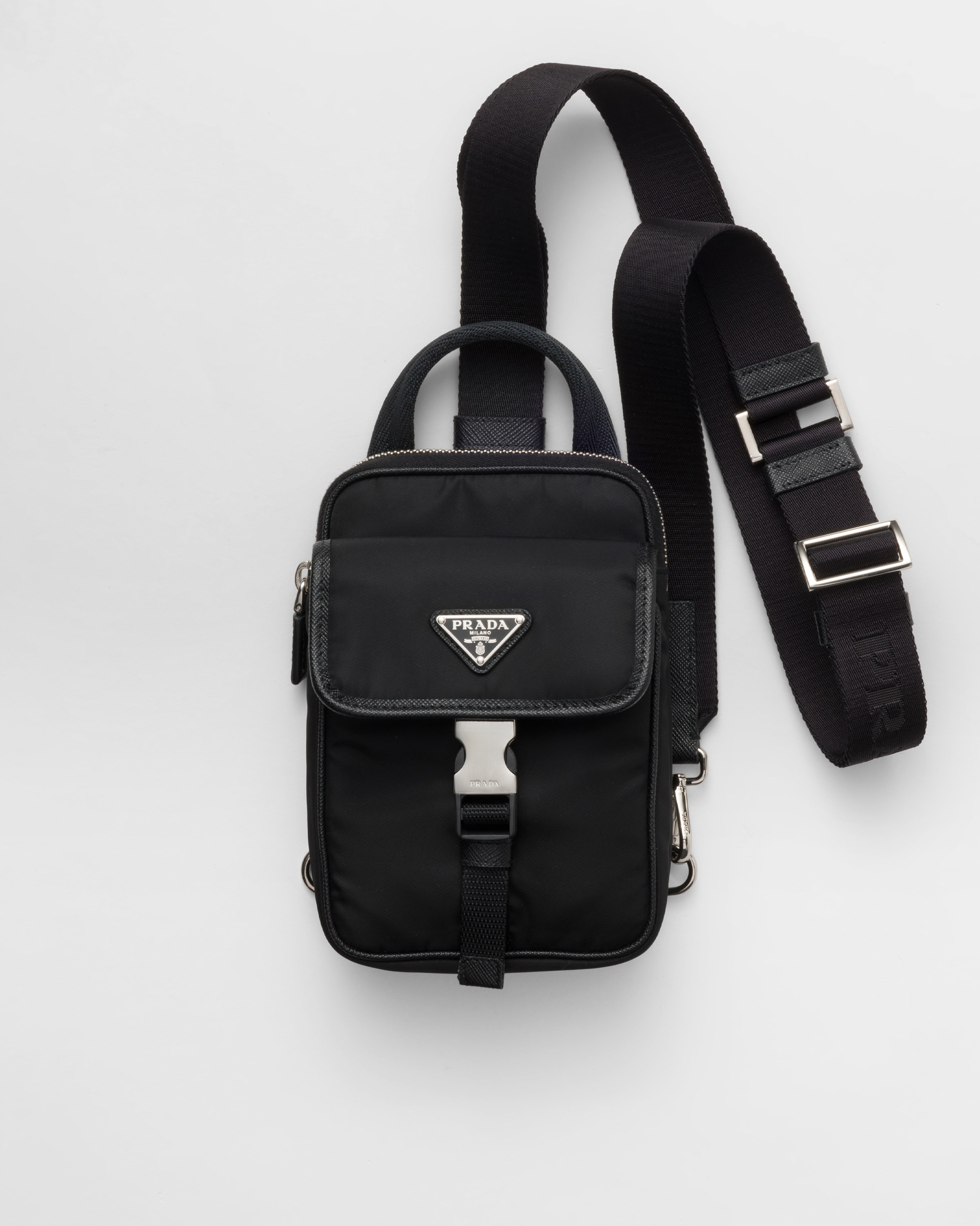 Black Re-nylon And Saffiano Leather Smartphone Case | PRADA