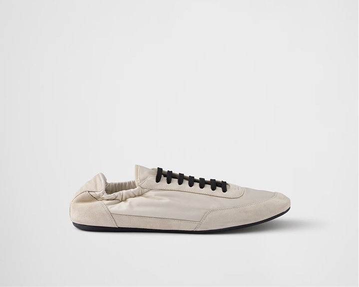 ホワイト プラダ Prax 01 Re-nylon Xブラッシュドレザー スニーカー