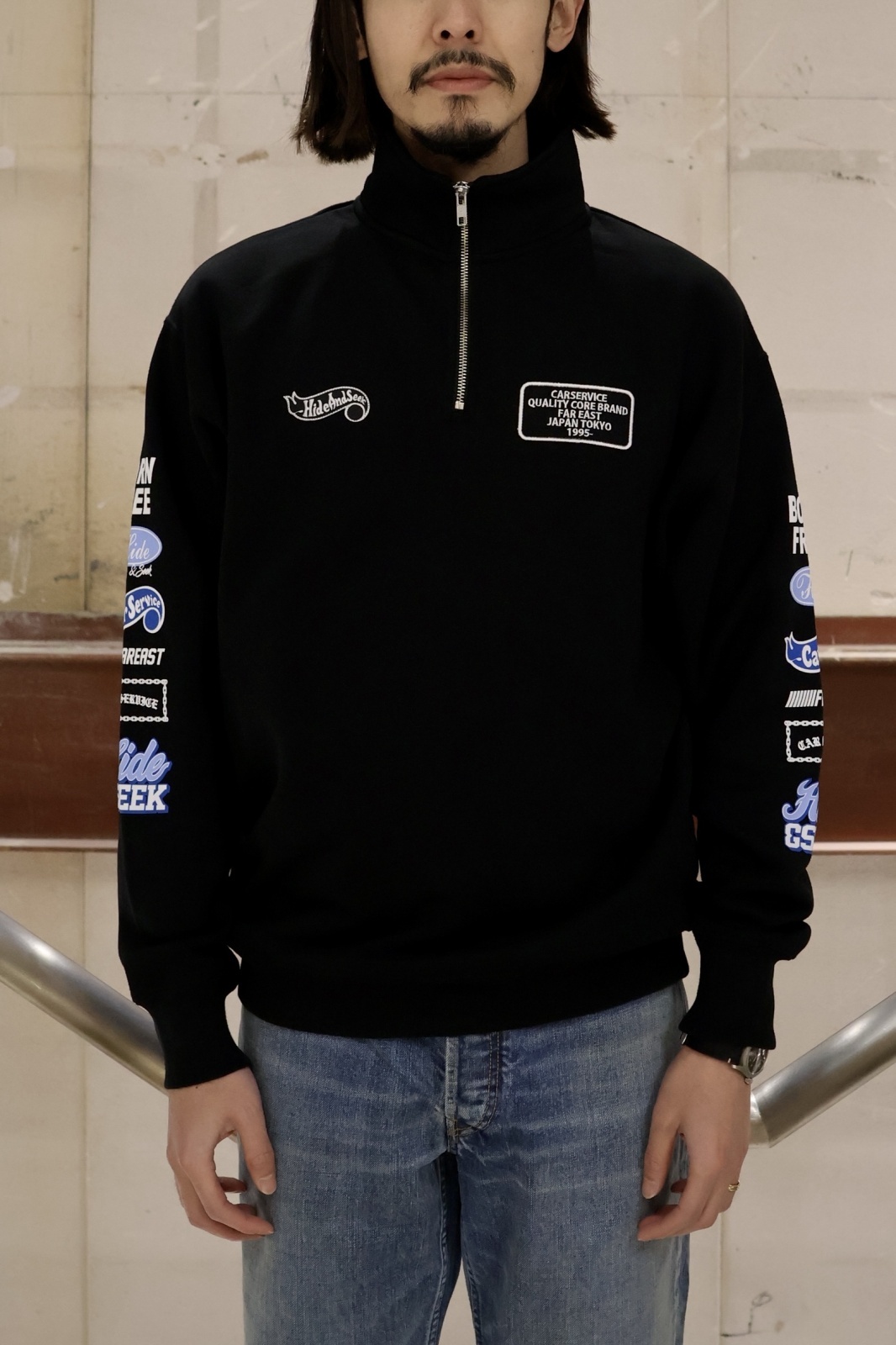 HideandSeek HIDEANDSEEK×CarService Half Zip Sweat Shirt HSCS