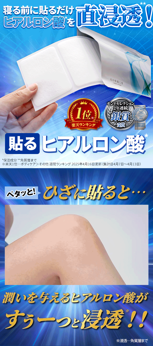 楽天市場】【3個セット】膝に貼るヒアルロン酸『ヒアロエイド』膝