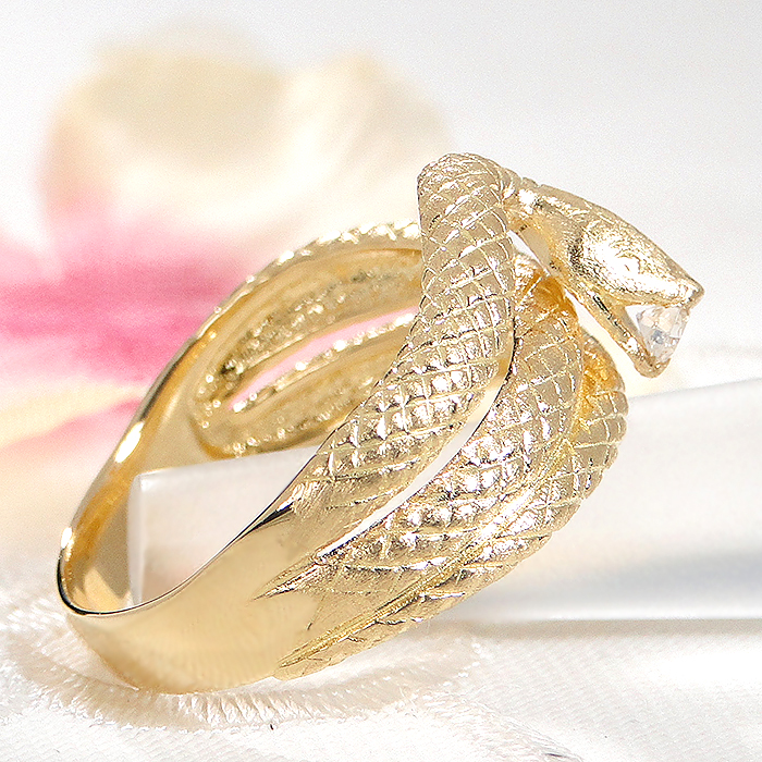 楽天市場】K18YG 蛇モチーフ ダイヤモンド リング 指輪 ダイヤ ダイア