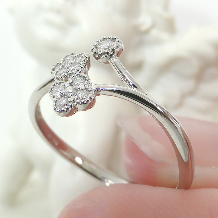 楽天市場】Pt900/K18YG/PG フラワー ダイヤモンド リング【0.15ct