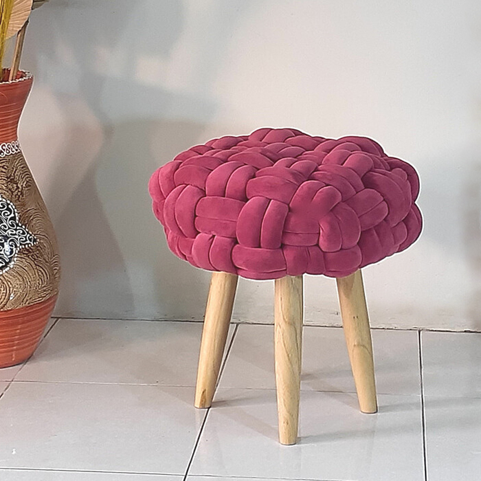 楽天市場】編み込み スツール 布地 ピンク pink 丸 丸スツール チェア