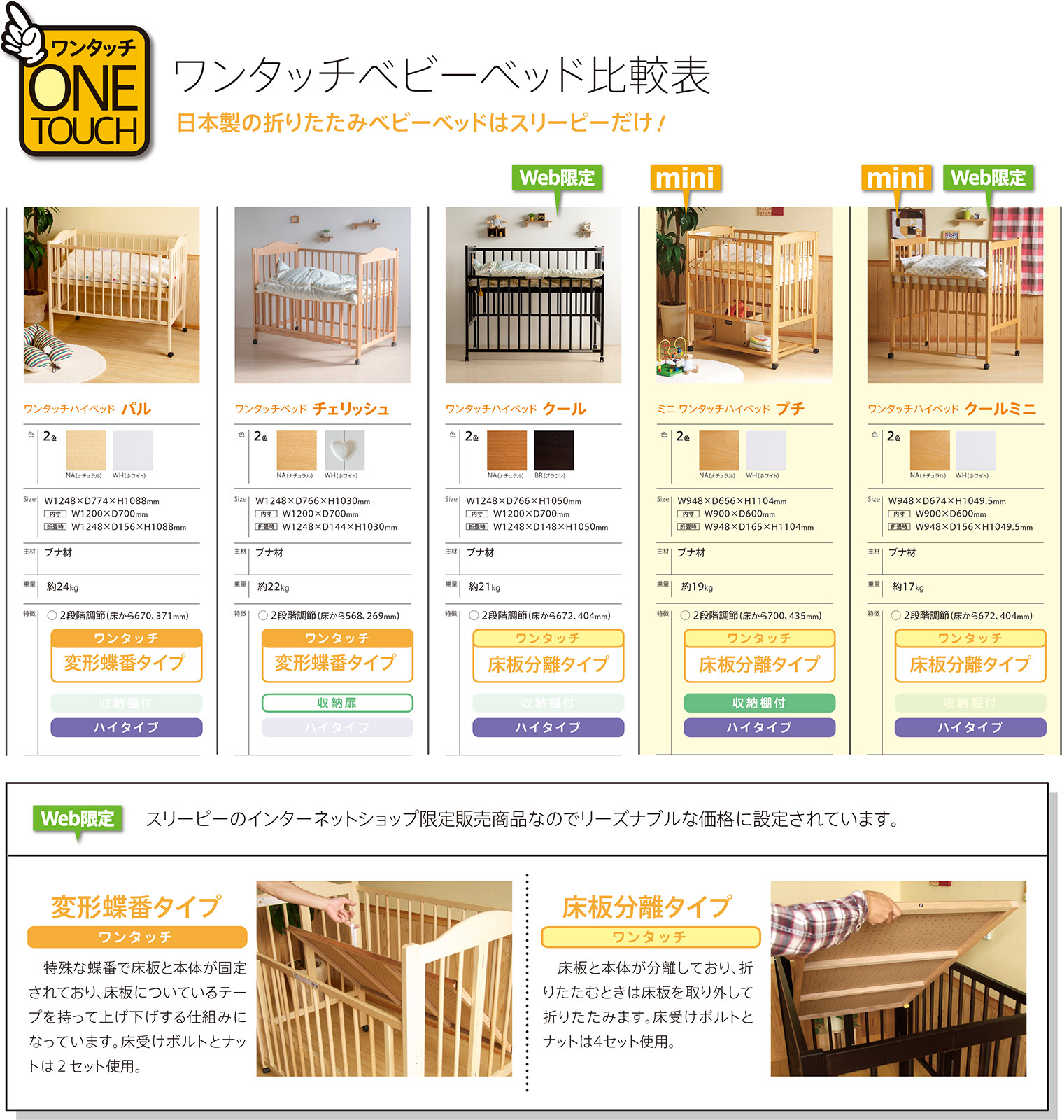 ベッド&ベビーベッド専門店『スリーピー』 日本製 「ワンタッチベビー