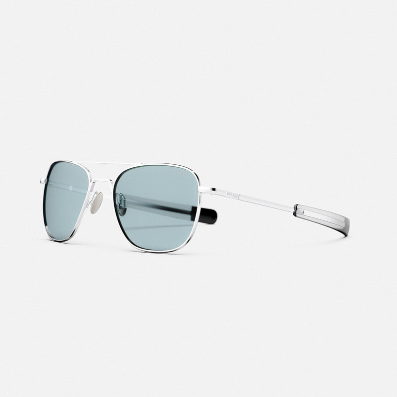 Aviator 23K White Gold & Blue Hydro Sunglasses | Randolph USA
