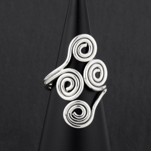 Vortexa Sterling Silver Spiral Ring - Reveka Rose