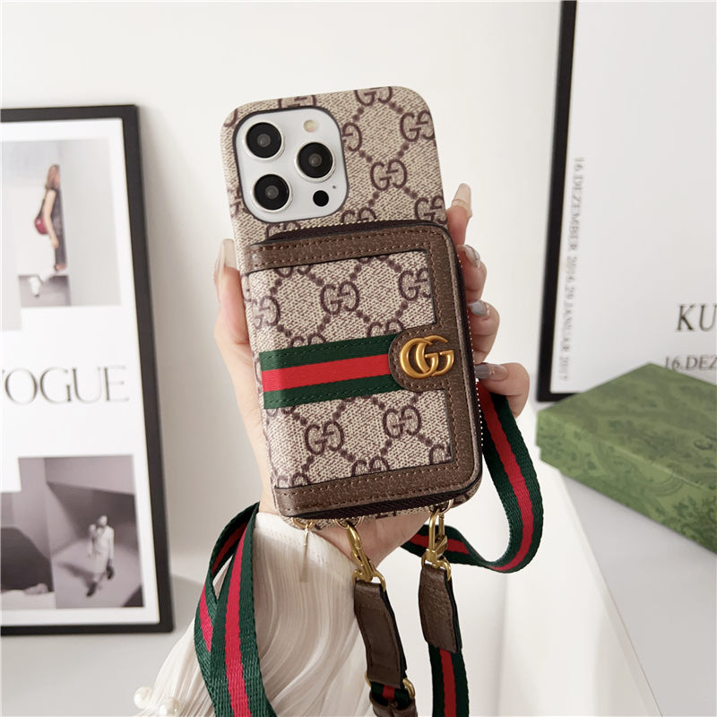 iphoneケース gucci iphone15 ケース ショルダー ブランド 財布一体型