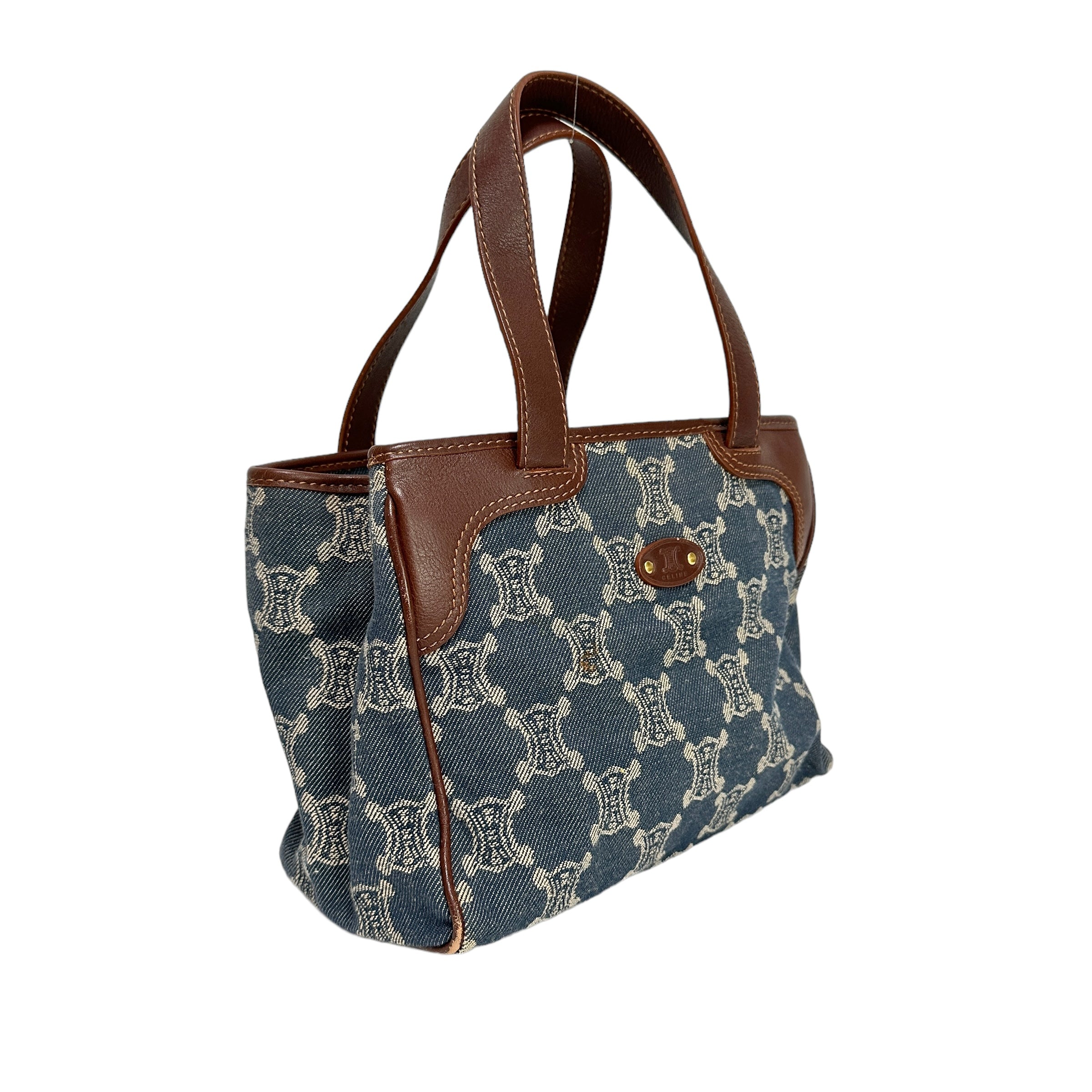 CELINE セリーヌ マカダム デニム ハンドバッグ