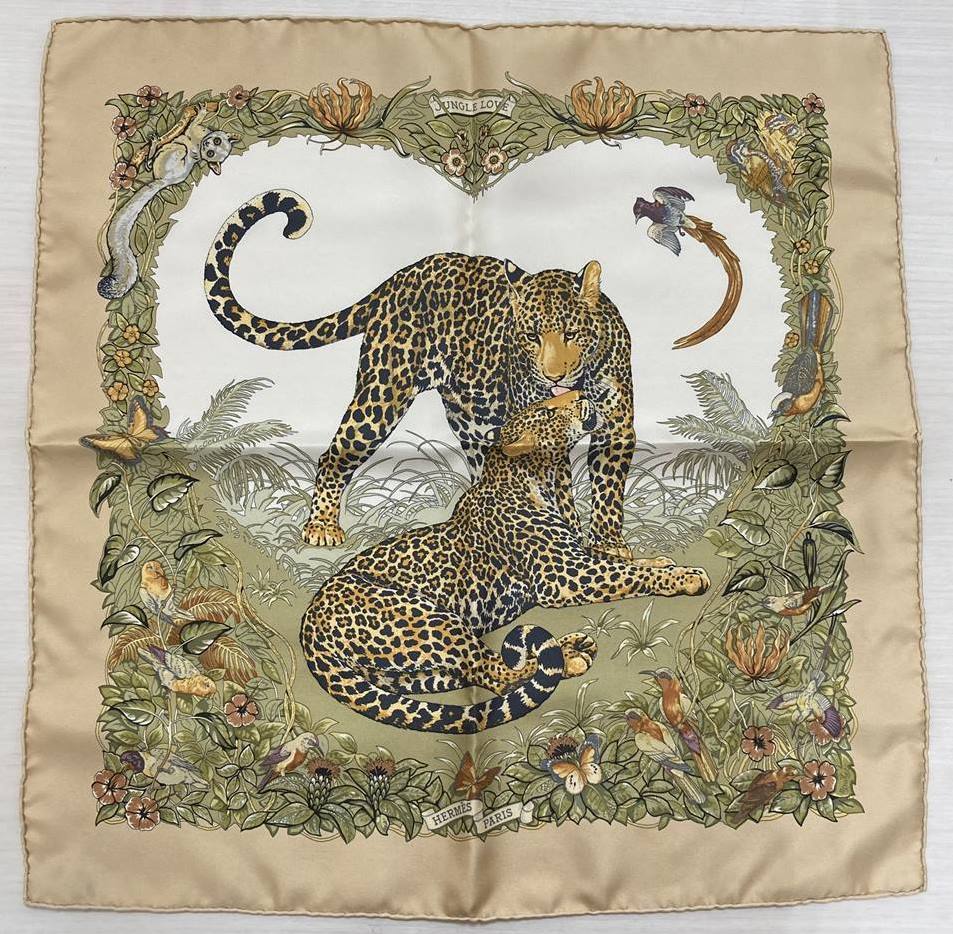HERMES エルメス カレ40 プチカレ スカーフ ジャングルラブ 豹