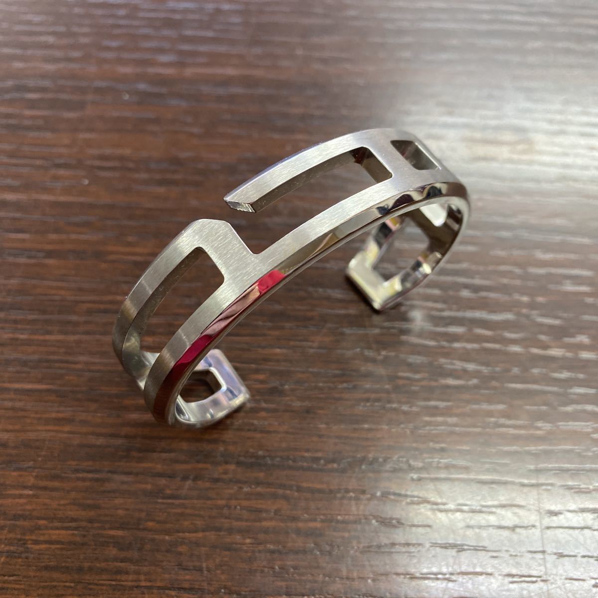 エルメス HERMES プレイT4 バングル ブレスレット ステンレスシルバー