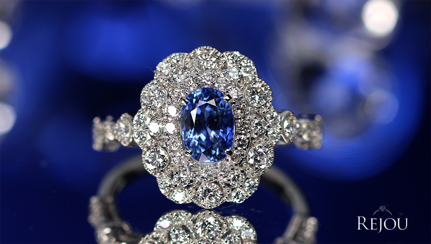 コーンフラワーブルーサファイア 1.1ct ダイヤモンド 0.7ct プラチナ