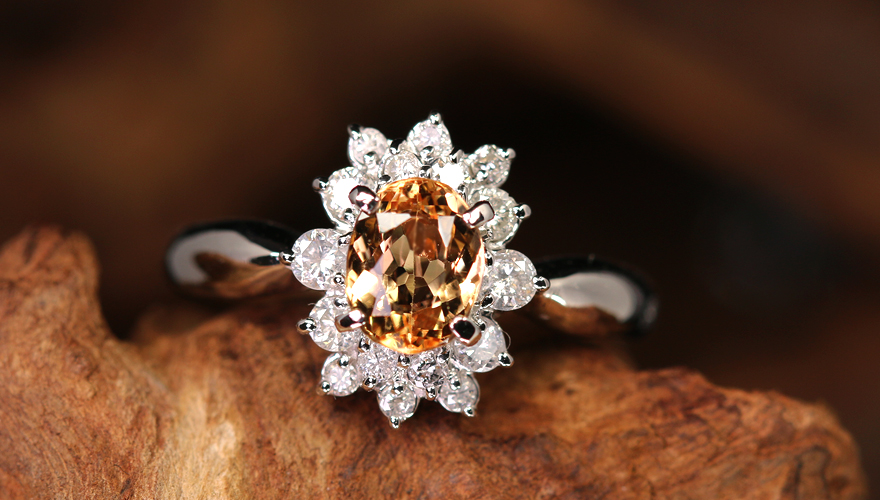 新着＞インペリアルトパーズ 1.0ct ダイヤモンド 0.4ct プラチナ