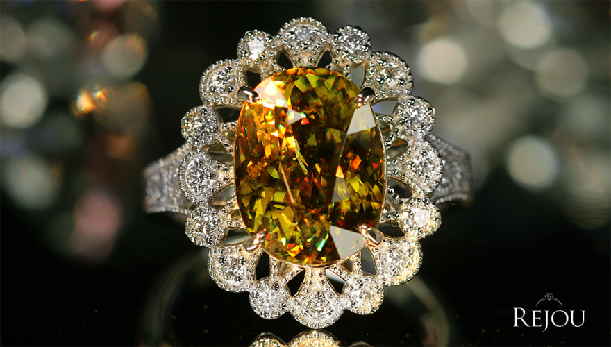 スフェーン 約6ct ダイヤモンド プラチナ リング(指輪)【品質保証書