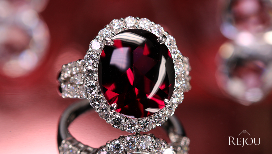 ロードライトガーネット 8.5ct ダイヤモンド 1.3ct プラチナ リング