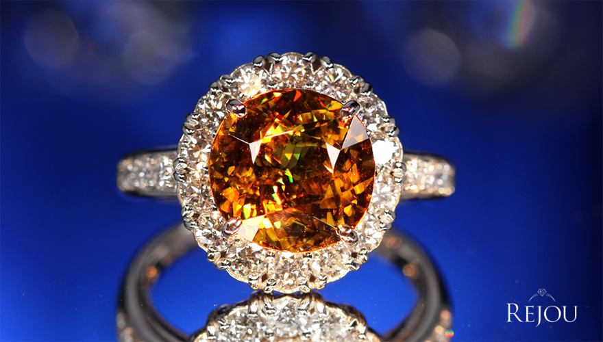 スフェーン 4.4ct ダイヤモンド 0.8ct プラチナ リング(指輪)【品質