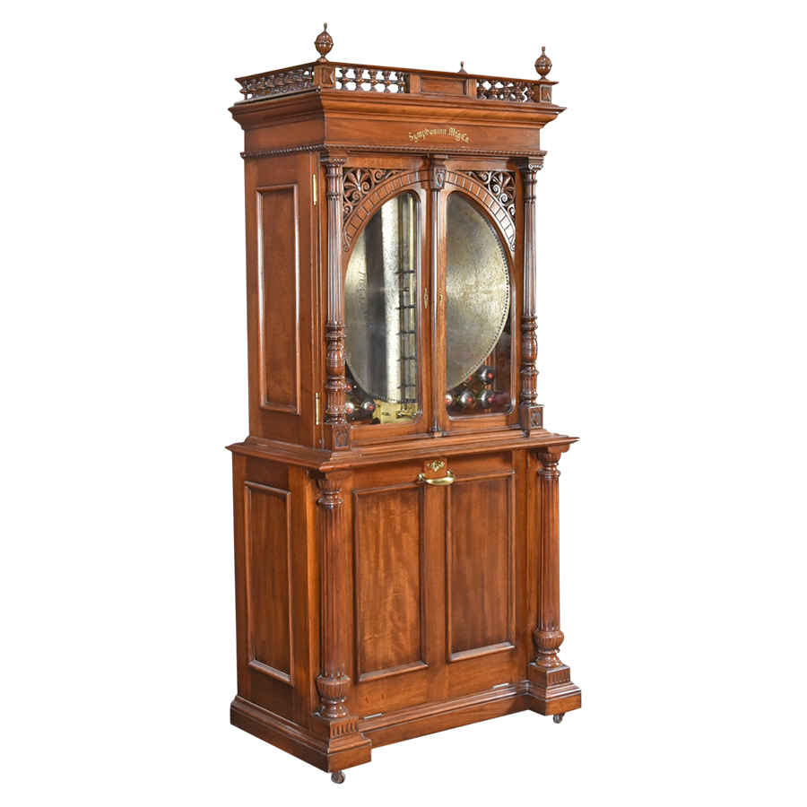 German Rare Upright Imperial Symphonion Disc Music Box