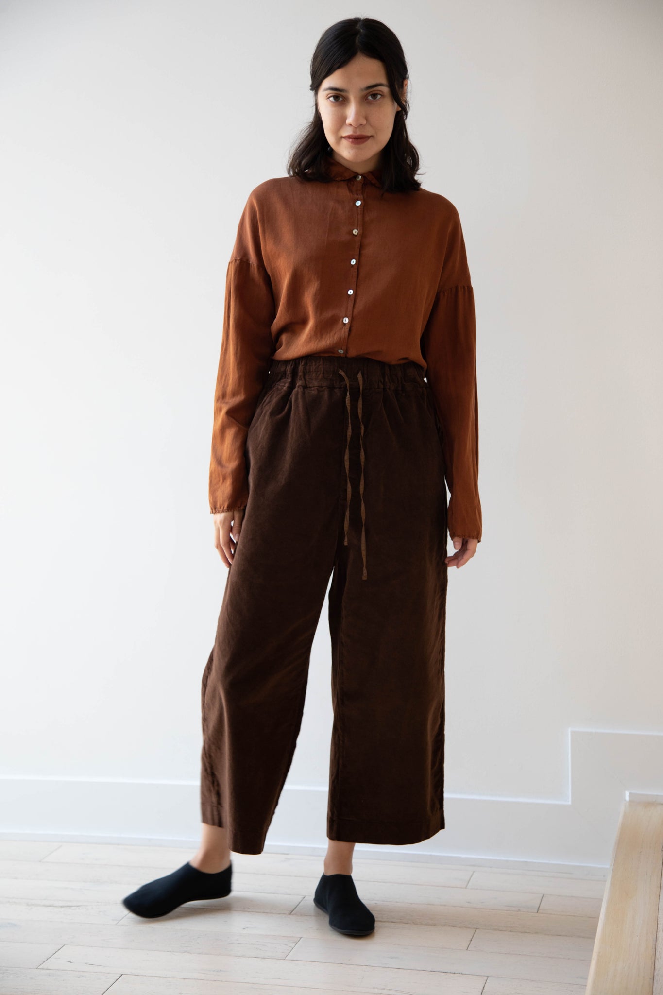 rennes — Album di Famiglia | Velvet Wide & Short Trousers in Coffee
