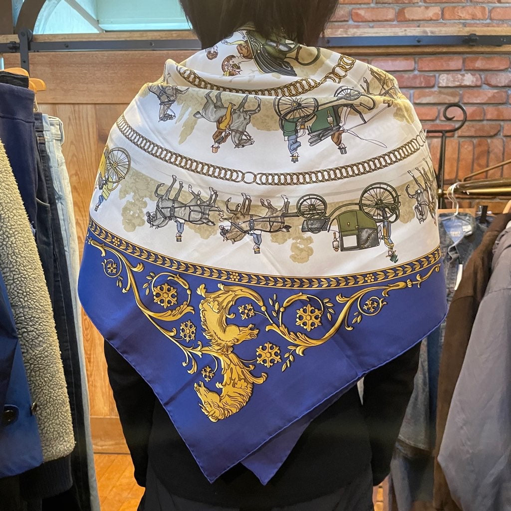 エルメス / HERMES スカーフ カレ 90 ロンシャンへの散歩 シルク 中古