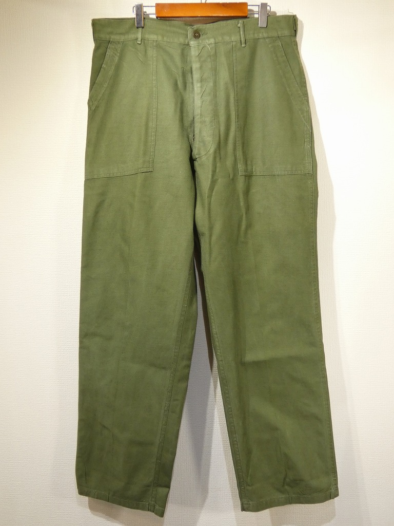 50s US ARMY OG-107 COTTON SATEEN UTILITY BAKER PANTS LARGE 1~2
