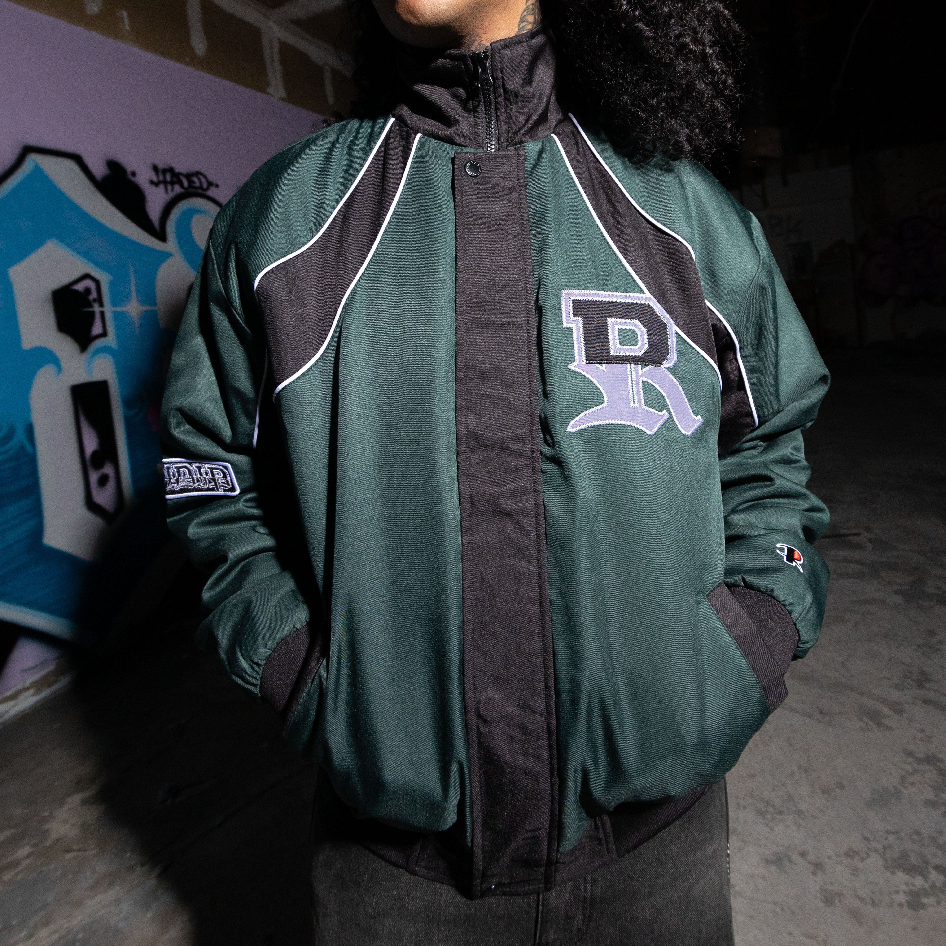 RIPNDIP Athletics Race Jacket (Hunter Green / Black)