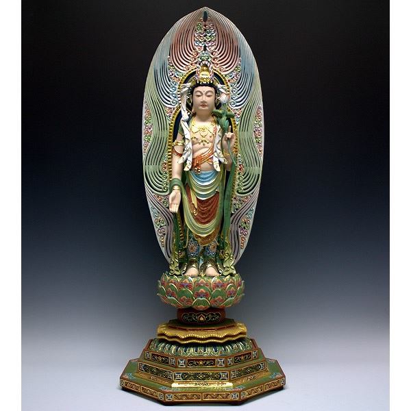 △800911△九谷焼極彩色観音菩薩立像置物/金彩観音仏像 Yahoo