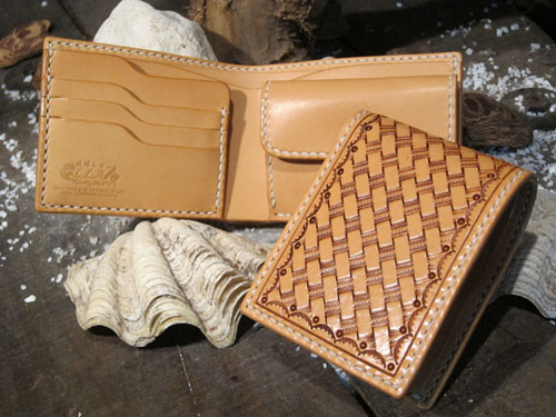 琉球レザーL.L.A バスケットウェーブモルガンロングウォレット