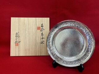 一鶴斎 造『純銀 望月形 鎚目 湯沸』 買取価格相場｜骨董品買取 緑和堂